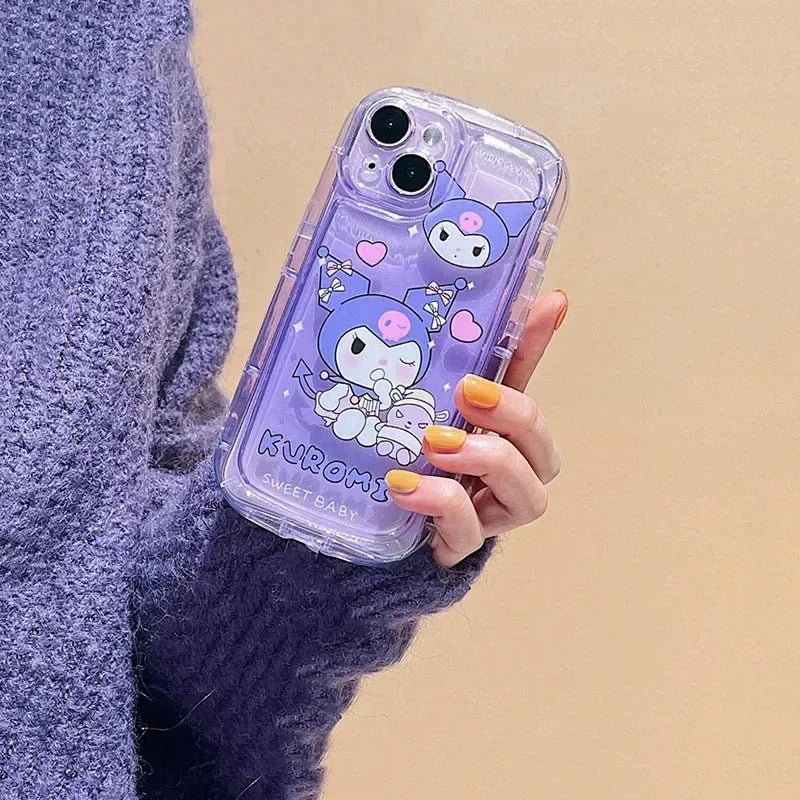 Cartoon Hello Kitty Kuromi 3D Dog Chain iPhone Case - MINISO Clear Soft Cover - AKM CASE｜iPhone Case & Accesories Worldwide