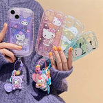 Cartoon Hello Kitty Kuromi 3D Dog Chain iPhone Case - MINISO Clear Soft Cover - AKM CASE｜iPhone Case & Accesories Worldwide