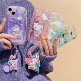 Cartoon Hello Kitty Kuromi 3D Dog Chain iPhone Case - MINISO Clear Soft Cover - AKM CASE｜iPhone Case & Accesories Worldwide