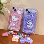 Cartoon Hello Kitty Kuromi 3D Dog Chain iPhone Case - MINISO Clear Soft Cover - AKM CASE｜iPhone Case & Accesories Worldwide