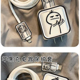 Creative Line Cute Case for iPhone 15 14 13 Pro Max 18/20W Charger Charging Protector Data Wire Winder Simple Line Art Cover - AKM CASE｜iPhone Case & Accesories Worldwide