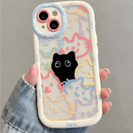 Cut Cat Aninal Phone Case For iPhone 13 Funda iPhone 15 11 16 14 17 Pro Max Air 12 7 8 Plus SE 2020 17promax Silicone Soft Cover - AKM CASE｜iPhone Case & Accesories Worldwide