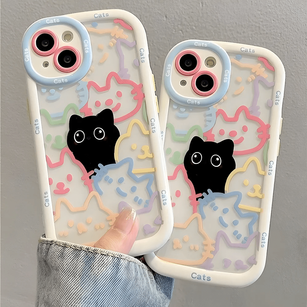 Cut Cat Aninal Phone Case For iPhone 13 Funda iPhone 15 11 16 14 17 Pro Max Air 12 7 8 Plus SE 2020 17promax Silicone Soft Cover - AKM CASE｜iPhone Case & Accesories Worldwide