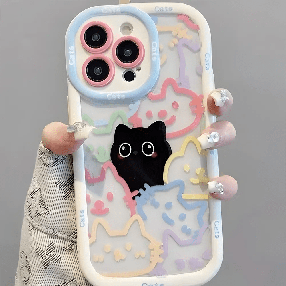 Cut Cat Aninal Phone Case For iPhone 13 Funda iPhone 15 11 16 14 17 Pro Max Air 12 7 8 Plus SE 2020 17promax Silicone Soft Cover - AKM CASE｜iPhone Case & Accesories Worldwide