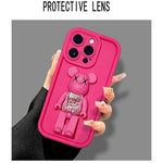 Cute 3D Bear Bracket TPU Silicone Shockproof Matte Cover Case - AKM CASE｜iPhone Case & Accesories Worldwide