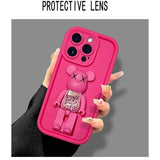 Cute 3D Bear Bracket TPU Silicone Shockproof Matte Cover Case - AKM CASE｜iPhone Case & Accesories Worldwide