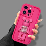 Cute 3D Bear Bracket TPU Silicone Shockproof Matte Cover Case - AKM CASE｜iPhone Case & Accesories Worldwide