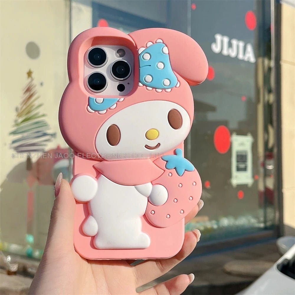 Cute 3D Cartoon My Melody Embrace Strawberries Soft Silicone Cover - AKM CASE｜iPhone Case & Accesories Worldwide