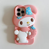 Cute 3D Cartoon My Melody Embrace Strawberries Soft Silicone Cover - AKM CASE｜iPhone Case & Accesories Worldwide