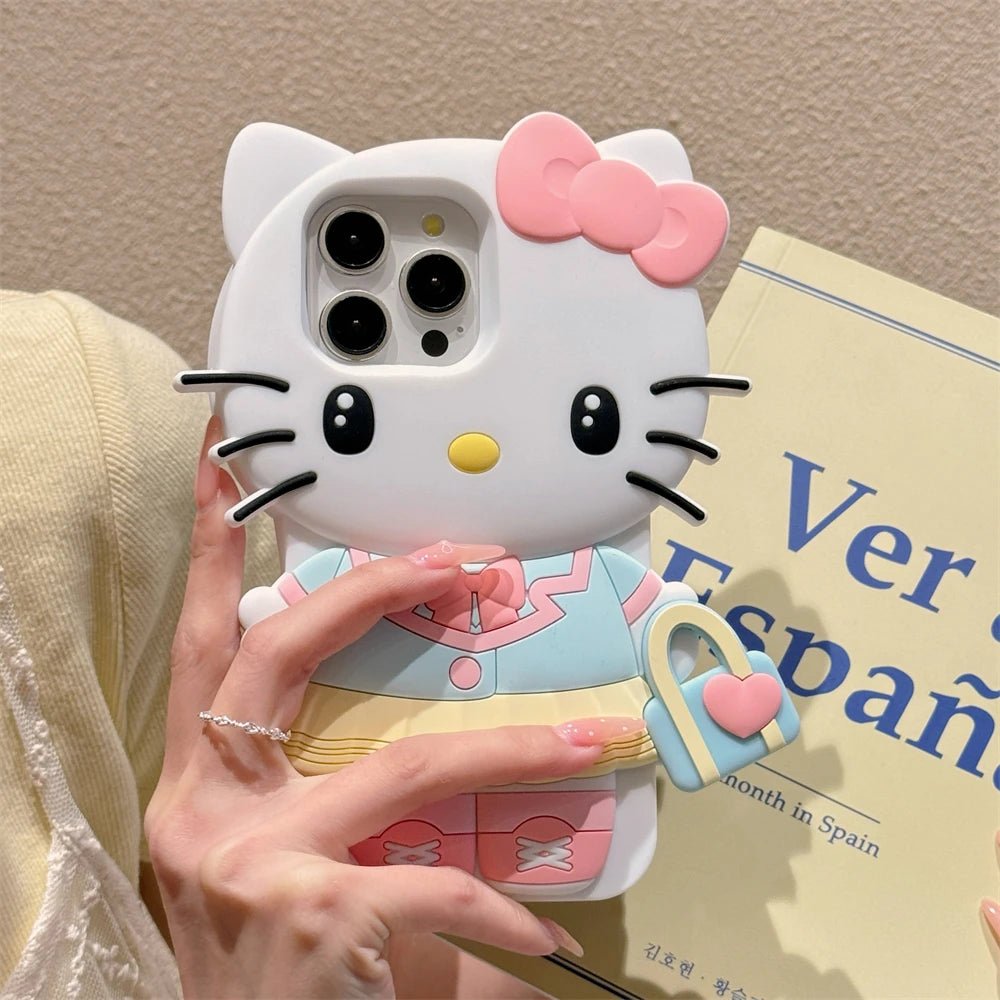 Cute 3D Cartoon Soft Silicone Matte Cover Hello Kitty - AKM CASE｜iPhone Case & Accesories Worldwide