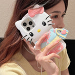 Cute 3D Cartoon Soft Silicone Matte Cover Hello Kitty - AKM CASE｜iPhone Case & Accesories Worldwide