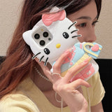 Cute 3D Cartoon Soft Silicone Matte Cover Hello Kitty - AKM CASE｜iPhone Case & Accesories Worldwide