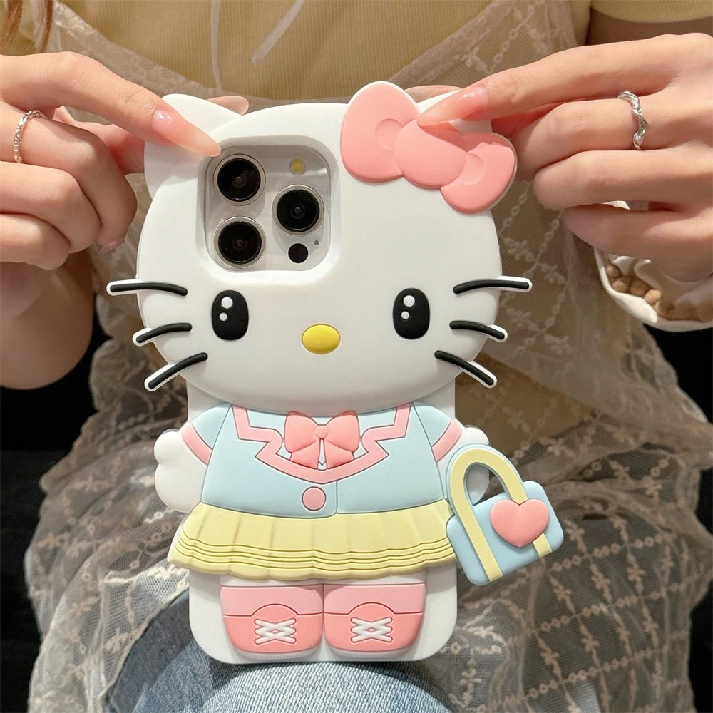Cute 3D Cartoon Soft Silicone Matte Cover Hello Kitty - AKM CASE｜iPhone Case & Accesories Worldwide