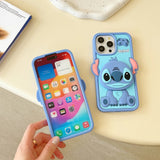 Cute 3D Cartoon Stitch with Mirror Holder Soft Silicone iPhone Case - AKM CASE｜iPhone Case & Accesories Worldwide