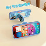 Cute 3D Cartoon Stitch with Mirror Holder Soft Silicone iPhone Case - AKM CASE｜iPhone Case & Accesories Worldwide