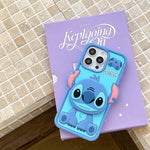 Cute 3D Cartoon Stitch with Mirror Holder Soft Silicone iPhone Case - AKM CASE｜iPhone Case & Accesories Worldwide
