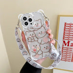 Cute Cartoon Flowers Bear Crossbody Phone Case for iPhone - AKM CASE｜iPhone Case & Accesories Worldwide