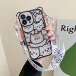 Cute Cartoon Flowers Bear Crossbody Phone Case for iPhone - AKM CASE｜iPhone Case & Accesories Worldwide