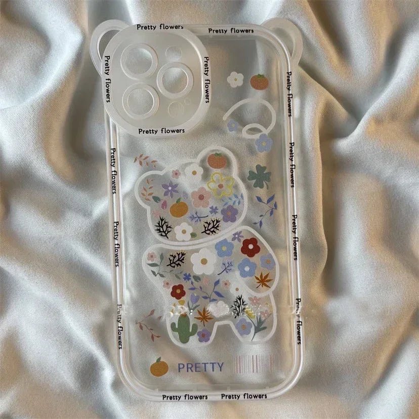 Cute Cartoon Flowers Bear Crossbody Phone Case for iPhone - AKM CASE｜iPhone Case & Accesories Worldwide