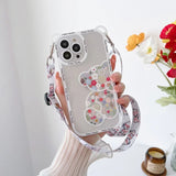 Cute Cartoon Flowers Bear Crossbody Phone Case for iPhone - AKM CASE｜iPhone Case & Accesories Worldwide