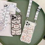Cute Cartoon Flowers Bear Crossbody Phone Case for iPhone - AKM CASE｜iPhone Case & Accesories Worldwide
