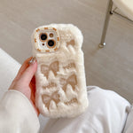 Cute Embroidered Bow Plush Phone Case for Girls - AKM CASE｜iPhone Case & Accesories Worldwide