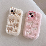 Cute Embroidered Bow Plush Phone Case for Girls - AKM CASE｜iPhone Case & Accesories Worldwide