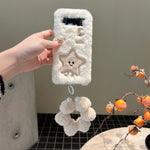 Cute Embroidered Moon Star Folding Plush Phone Case with Chain - AKM CASE｜iPhone Case & Accesories Worldwide