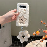 Cute Embroidered Moon Star Folding Plush Phone Case with Chain - AKM CASE｜iPhone Case & Accesories Worldwide