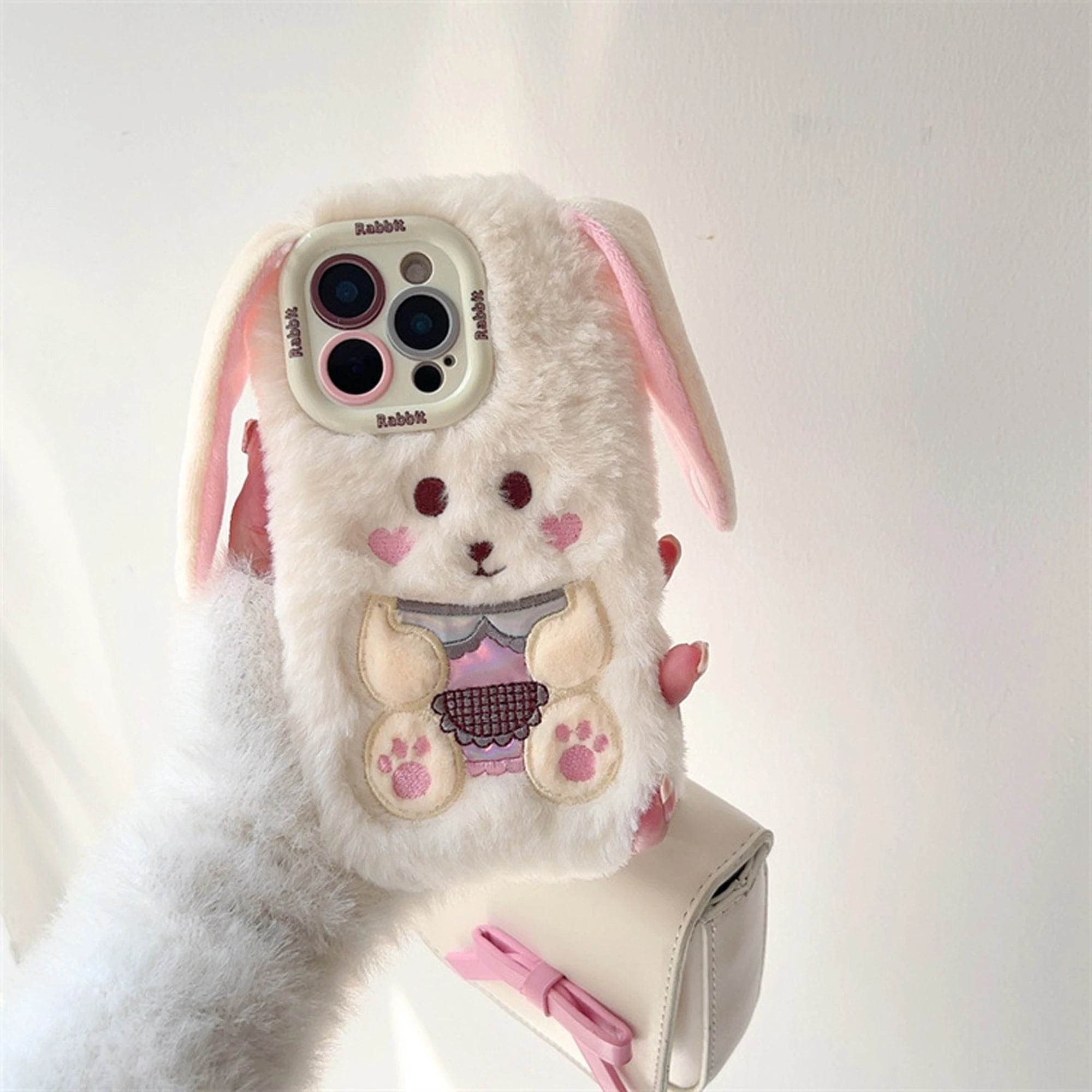 Cute Long Ears Bunny Plush Phone Case Cartoon 3D Rabbit Phone Accessories - AKM CASE｜iPhone Case & Accesories Worldwide