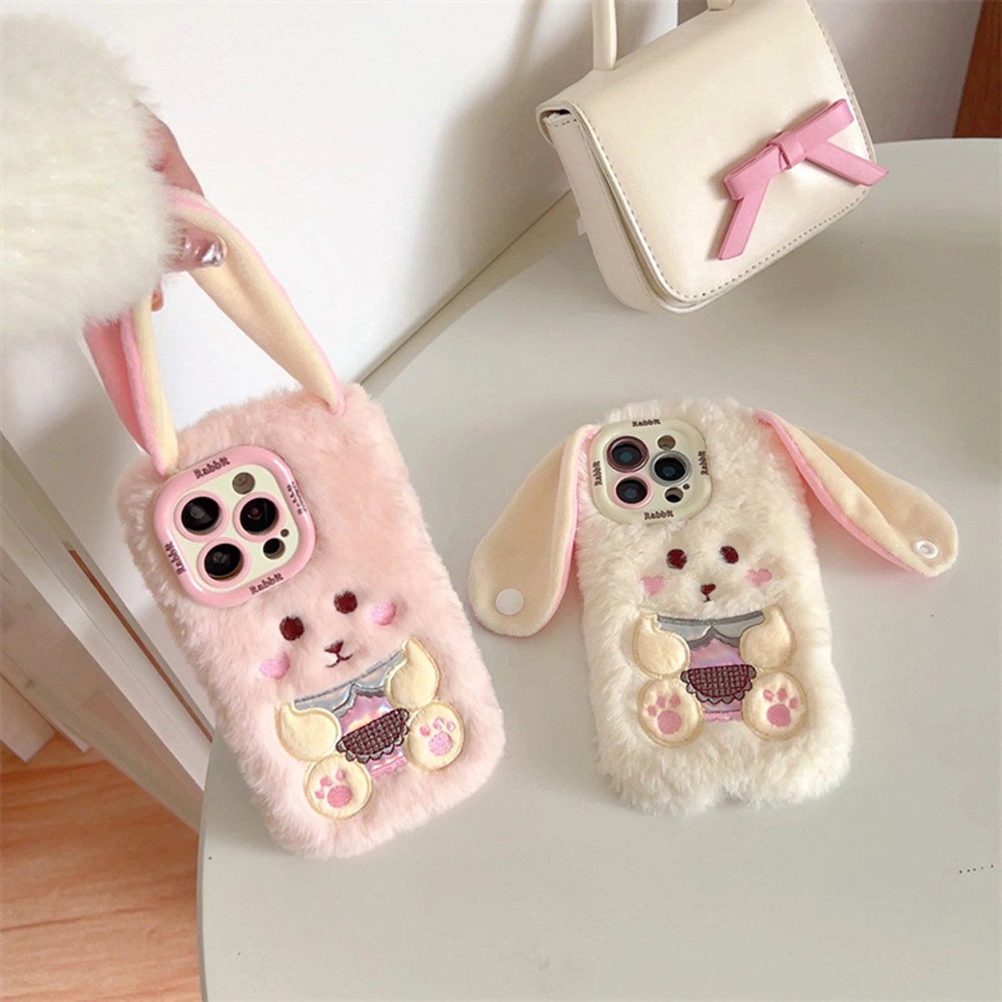 Cute Long Ears Bunny Plush Phone Case Cartoon 3D Rabbit Phone Accessories - AKM CASE｜iPhone Case & Accesories Worldwide