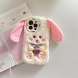 Cute Long Ears Bunny Plush Phone Case Cartoon 3D Rabbit Phone Accessories - AKM CASE｜iPhone Case & Accesories Worldwide