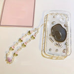 Cute Peach Beaded Mobile Phone Charm Strap Chain, Women Sweet Girls Jewelry, Pearl Cellphone Flower Lanyard for iPhone Keychain - AKM CASE｜iPhone Case & Accesories Worldwide
