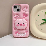 Cute Pig Telescopic Bracket iPhone Case - KASONPAI 3D Silicone Stand Cover - AKM CASE｜iPhone Case & Accesories Worldwide