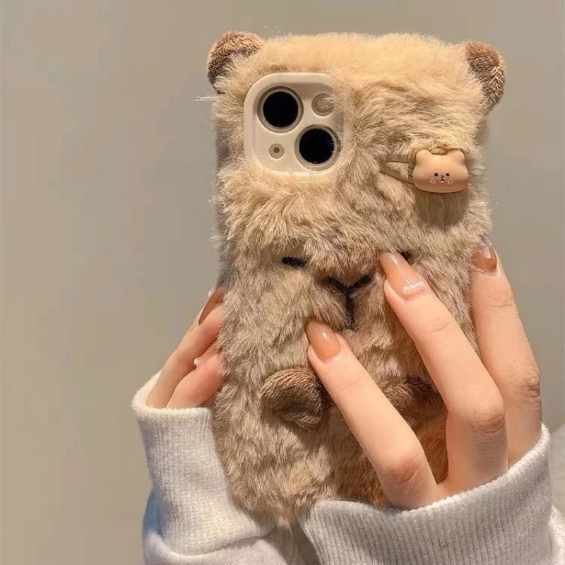 Cute Plush Embroidered Capybara Phone Case - AKM CASE｜iPhone Case & Accesories Worldwide