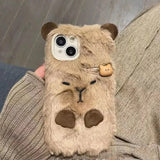 Cute Plush Embroidered Capybara Phone Case - AKM CASE｜iPhone Case & Accesories Worldwide
