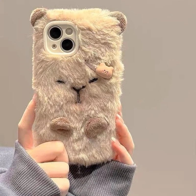Cute Plush Embroidered Capybara Phone Case - AKM CASE｜iPhone Case & Accesories Worldwide