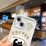 Cute Popular Coffee Cat Cartoon Phone Case for iPhone 7 - 16 Pro, XR, X, XS Max - Non - Slip Silicone Cover - AKM CASE｜iPhone Case & Accesories Worldwide