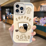 Cute Popular Coffee Cat Cartoon Phone Case for iPhone 7 - 16 Pro, XR, X, XS Max - Non - Slip Silicone Cover - AKM CASE｜iPhone Case & Accesories Worldwide