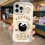 Cute Popular Coffee Cat Cartoon Phone Case for iPhone 7 - 16 Pro, XR, X, XS Max - Non - Slip Silicone Cover - AKM CASE｜iPhone Case & Accesories Worldwide