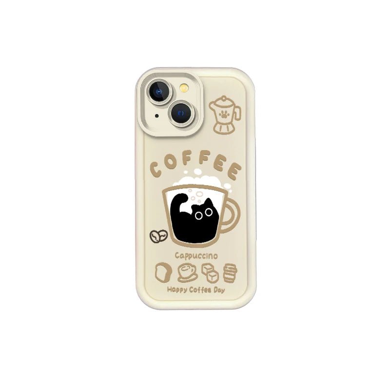 Cute Popular Coffee Cat Cartoon Phone Case for iPhone 7 - 16 Pro, XR, X, XS Max - Non - Slip Silicone Cover - AKM CASE｜iPhone Case & Accesories Worldwide
