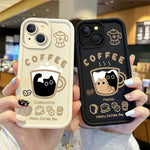 Cute Popular Coffee Cat Cartoon Phone Case for iPhone 7 - 16 Pro, XR, X, XS Max - Non - Slip Silicone Cover - AKM CASE｜iPhone Case & Accesories Worldwide