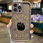 Cute Popular Coffee Cat Cartoon Phone Case for iPhone 7 - 16 Pro, XR, X, XS Max - Non - Slip Silicone Cover - AKM CASE｜iPhone Case & Accesories Worldwide