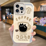 Cute Popular Coffee Cat Cartoon Phone Case for iPhone 7 - 16 Pro, XR, X, XS Max - Non - Slip Silicone Cover - AKM CASE｜iPhone Case & Accesories Worldwide