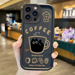 Cute Popular Coffee Cat Cartoon Phone Case for iPhone 7 - 16 Pro, XR, X, XS Max - Non - Slip Silicone Cover - AKM CASE｜iPhone Case & Accesories Worldwide