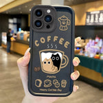 Cute Popular Coffee Cat Cartoon Phone Case for iPhone 7 - 16 Pro, XR, X, XS Max - Non - Slip Silicone Cover - AKM CASE｜iPhone Case & Accesories Worldwide