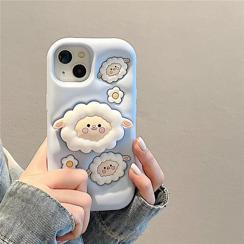 Cute Sheep Folding Stand Holder Case for iPhone - AKM CASE｜iPhone Case & Accesories Worldwide