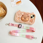 Cute Stand Pig & Bear Phone Case with Crossbody Lanyard for iPhone 11 - 16 Pro Max - AKM CASE｜iPhone Case & Accesories Worldwide