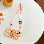 Cute Stand Pig & Bear Phone Case with Crossbody Lanyard for iPhone 11 - 16 Pro Max - AKM CASE｜iPhone Case & Accesories Worldwide