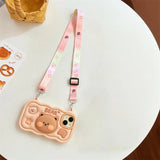 Cute Stand Pig & Bear Phone Case with Crossbody Lanyard for iPhone 11 - 16 Pro Max - AKM CASE｜iPhone Case & Accesories Worldwide